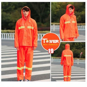 Fluorescent red high visibility coveralls