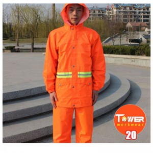 Fluorescent red high visibility workwear